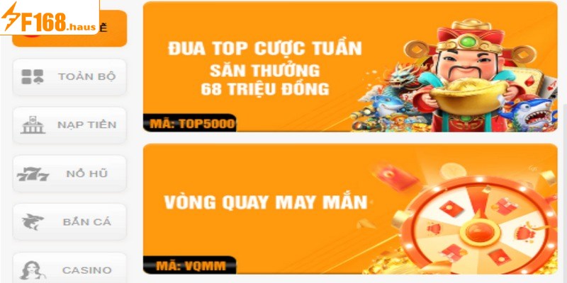 F168 mang đến hàng loại ưu đãi hấp dẫn cho thành viên trên hệ thống
