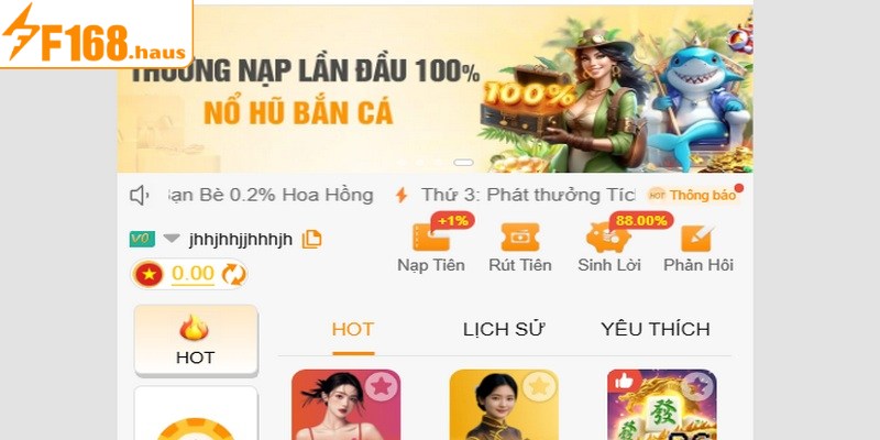 Hướng dẫn thao tác nạp tiền F168 đơn giản