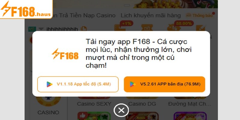 Hướng dẫn cách tải app F168 với các hệ điều hành